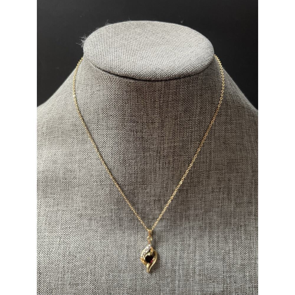 Tourmaline Pendant Necklace Gold Tone Chain Minimalist Career Adjustable Casual